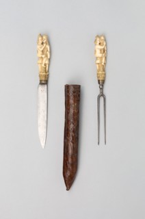 Knife and Fork with Sheath, late 17th century, European, possibly Dutch, Europe, Steel, copper,