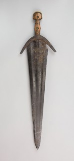Cinquedea, 19th century (?) in early 16th century Italian style, Italian, Italy, Bone, bronze, and