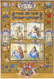 The Four Evangelists, within a Border of Flowers, Birds, and Insects, 1572, Circle of Giulio