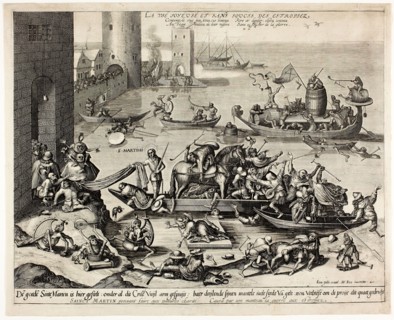 Saint Martin with his Horse in a Ship, c. 1561, Johannes and Lucas van Doetecum (Flemish, active in