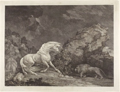A Horse Frightened by a Lion, 1777, George Stubbs, English, 1724-1806, England, Etching with