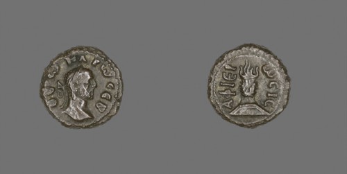 Coin Portraying Emperor Carus, AD 282/283, Roman, minted in Alexandria, Egypt, Roman Empire,