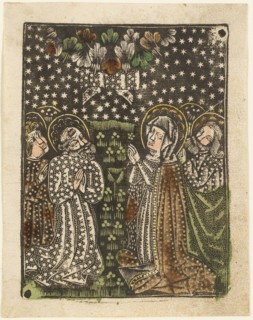The Ascension, 1460–65, Bavarian, 15th century, Germany, Metalcut in black hand colored with brush