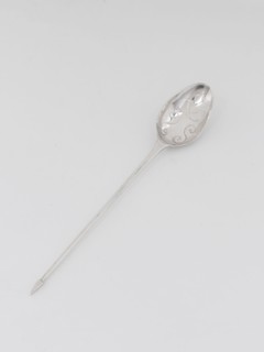Strainer Spoon, 1760s, Jeremiah Wool, American, 1740–1806, New York, New York City, Silver, 16.8 ×