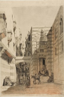 Egyptian Street Scene, 1842/47, Charles François Eustache, French, 1820-1870, France, Black Conté