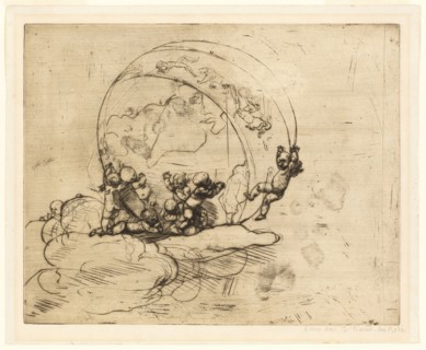 Love Turning the World, 1881, Auguste Rodin, French, 1840-1917, France, Drypoint on ivory laid