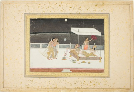 Seduction Scene on a Terrace by Moonlight, 18th century, India, possibly West Bengal, Murshidabad,