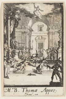 Martyrdom of Saint Thomas, plate six from The Martyrdoms of the Apostles, n.d., Jacques Callot,