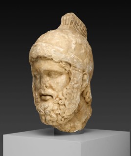 Head of Mars, 2nd century AD, Roman, Roman Empire, Marble, 59.2 × 29.5 × 37.8 cm (23 1/3 × 11 5/8 ×