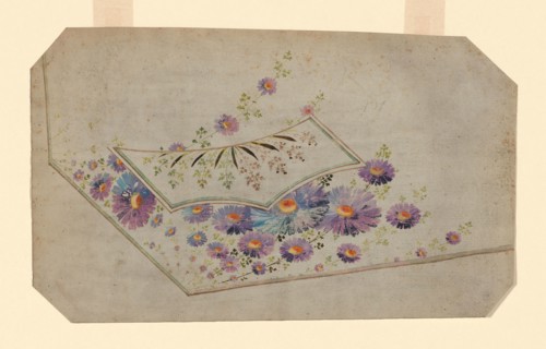 Design for an Embroidered Waistcoat Pocket, 1780/90, France, probably Lyon, France, Floral design