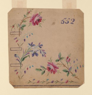 Design for an Embroidered Waistcoat Corner, 1780/90, France, probably Lyon, France, Design on