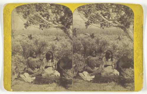 Utah Ute Indian and Lady Courting in N.E. Utah, from the U.S. Topographical and Geological Survey