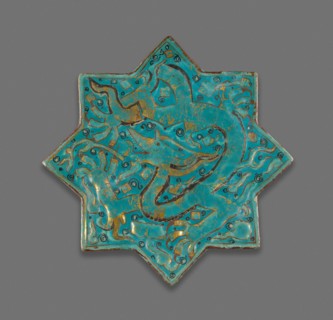 Star-shaped Tile, Ilkhanid dynasty (1256–1353), late 13th century, Iran, Iran, Stone paste with