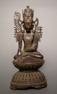 Jeweled and Crowned Buddha (Jambupati), c. 17th century, Burma (Myanmar), Burma, Bronze, 38 × 16.7