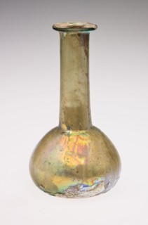 Bottle, 2nd/3rd century AD, Roman, Roman Empire, Glass, core-formed technique, 15.1 × 8.4 × 8.4 cm