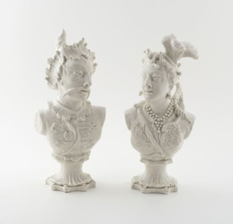 Figures of a Mongolian Man and Woman, 1750/54, Bow Porcelain Factory, London, England, 1744-1775,