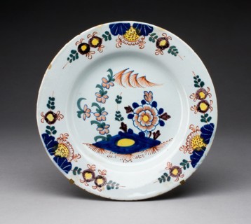 Plate, c. 1750, England, Lambeth, Lambeth, Tin-glazed earthenware, Diam. 23 cm (9 1/16 in.)