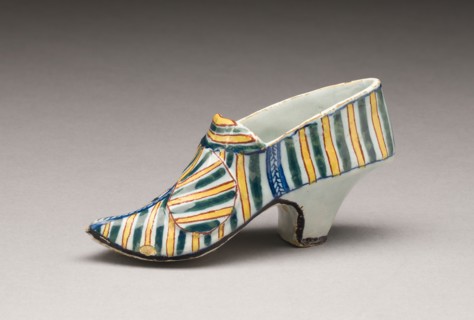 Shoe, c. 1750, Netherlands, Delft, Delft, Tin-glazed earthenware (Delftware), 6.8 × 31.2 cm (2