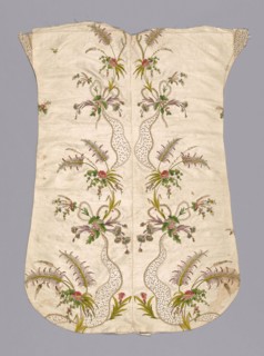 Panel (Possibly a Chasuble Back), 1725/75, France, Silk, plain weave embroidered with silk in