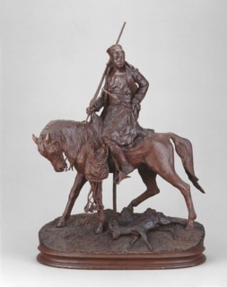 African Hunter, 1877, Pierre-Jules Mêne, French, 1810-1879, France, Wax, 51.8 × 36.2 × 19 cm (20