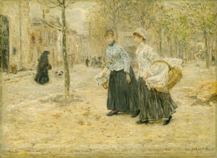 Two Washerwomen Crossing a Small Park in Paris, c. 1890, Jean François Raffaëlli, French,