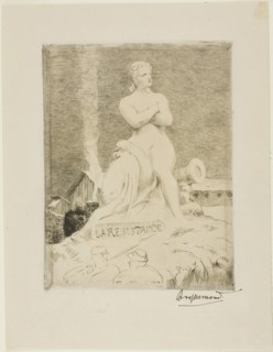 The Statue of The Resistance by Falguière, plate four of The Siege of Paris, 1870, 1874, Felix