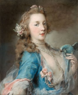 A Young Lady with a Parrot, c. 1730, Rosalba Carriera, Italian, 1675-1757, Venice, Pastel on blue