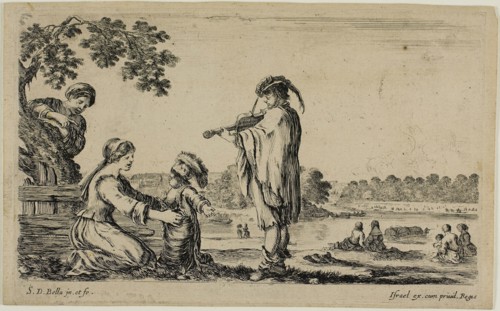 Standing Violinist, from Diverse Figures from the Countryside, 1649, Stefano della Bella, Italian,