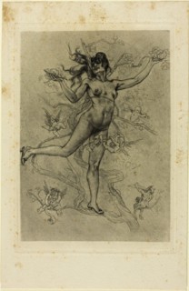 The Grapeleaf, 1895, Félicien Rops, Belgian, 1833-1898, Belgium, Heliogravure, with drypoint, on