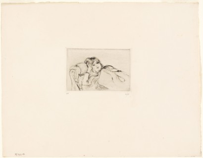 Young Woman at Rest, 1889, Berthe Morisot, French, 1841-1895, France, Drypoint in black on cream