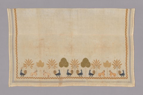 Panel, c. 1880, Possibly Egypt or Turkey, Egypt, Cotton, plain weave, cut and drawnwork embroidered