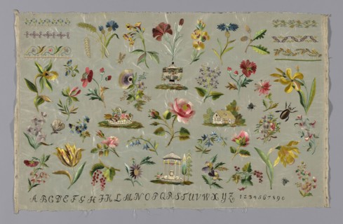 Sampler, 18th century, Possibly Germany or Netherlands, Germany, Silk, plain weave, embroidered
