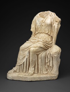 Statue of a Seated Woman, 2nd century AD, Roman, Roman Empire, Marble, 82 × 63.5 × 38.2 cm (32 3/8