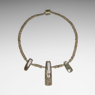Beaded Necklace with Three Celt Pendants, A.D. 300/700, Nicoya, Nicoya, Guanacaste province, Costa