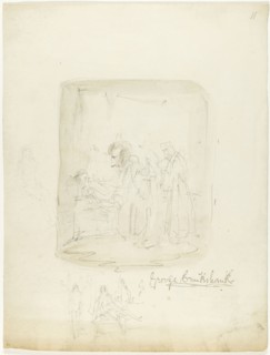 Sheet of Sketches with Self-Portrait, n.d., George Cruikshank, English, 1792-1878, England,
