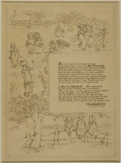 Study for Home-Beauty, c. 1883, Kate Greenaway, English, 1846-1901, England, Pen and brown ink,