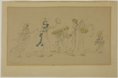 Welcome Once Again, 1884, Kate Greenaway, English, 1846-1901, England, Graphite with watercolor on