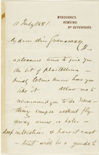 Letter to Kate Greenaway, 1881, Randolph Caldecott, English, 1846-1886, England, Pen and ink