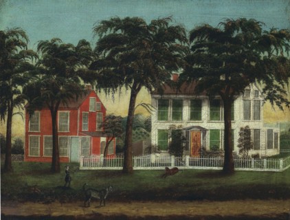 Houses on the Fox River, Illinois, 1881/90, American, 19th/20th century, United States, Oil on