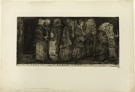 Procession in the Crypt of St. Medard, 1859, Alphonse Legros, French, 1837-1911, France, Etching on