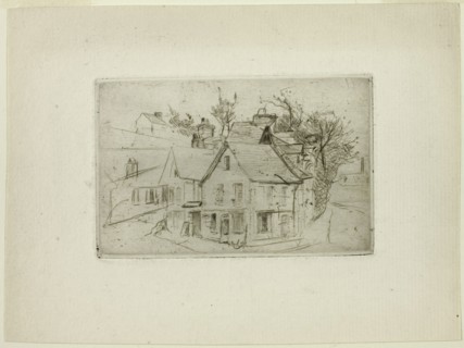 Street Corner in a Village, n.d., Henri-Emile Lessore, French, 1830-1895, France, Drypoint on cream