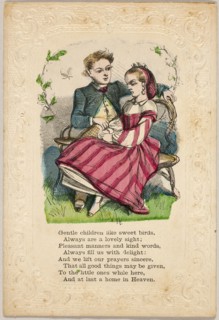 Gentle Children Like Sweet Birds (valentine), 1860/69, Unknown Artist, American, 19th century,