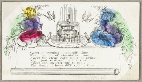 Sweet is Evening’s Tranquil Time (valentine), c. 1830, Unknown Artist, American or English, 19th