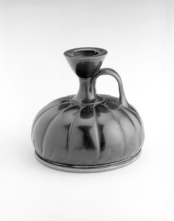 Squat Lekythos (Oil Jar), 430/410 BC, Greek, Elis, Greece, terracotta, black-glaze technique with