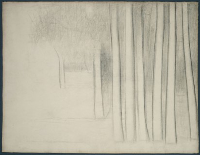 Tree Trunks (study for La Grande Jatte), 1884, Georges Seurat, French, 1859-1891, France, Black