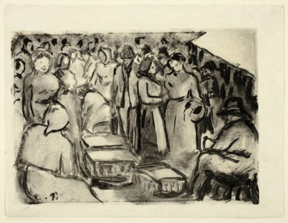 The Market, c. 1895, Camille Pissarro, French, 1830-1903, France, Monotype on cream paper, 130 ×
