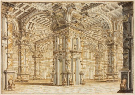 Festival Hall From a Theatrical Scene, c. 1719, Attributed to Giuseppe Galli-Bibiena, Italian,
