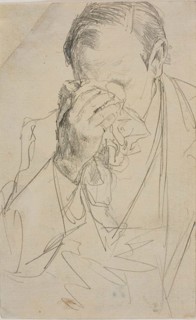 Weeping Man, 1850/59, Adolph Menzel, German, 1815–1905, Germany, Graphite on off-white wove paper,