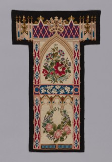 Prie-Dieu Cover, c. 1857/60, England, Cotton, plain weave, embroidered with wool and silk in cross