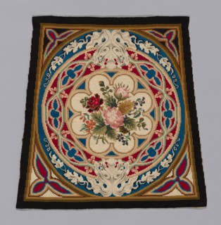 Prie-Dieu Cover, c. 1857/60, England, Cotton, plain weave, embroidered with wool and silk in cross